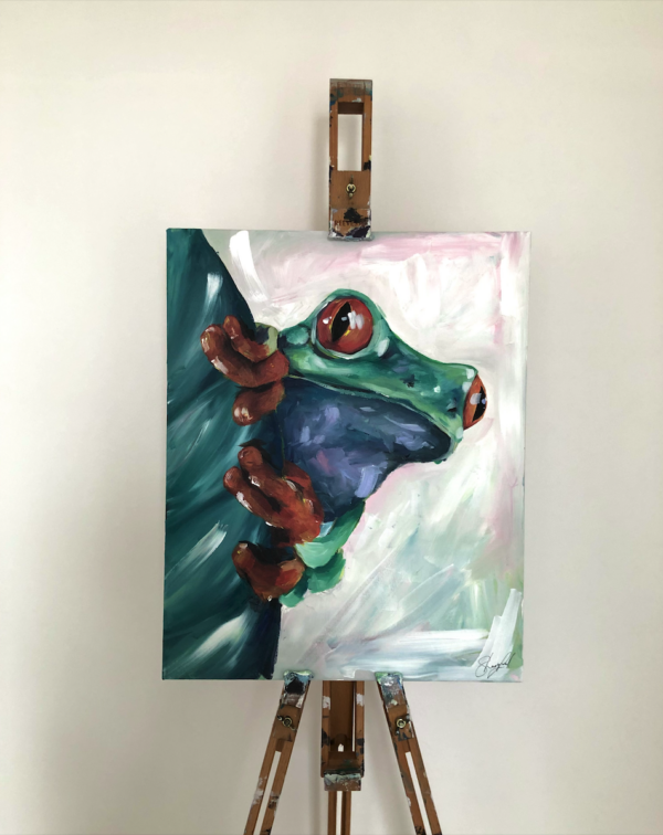 Anura - The Red-Eyed Tree Frog. Acrylic painting by Stevie Langford.