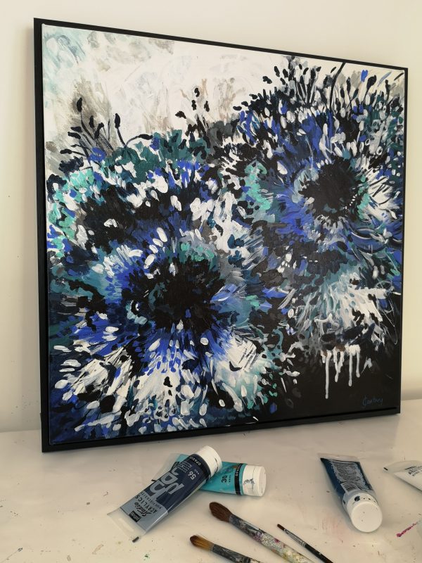 Contemporary Abstract Floral painting Blue