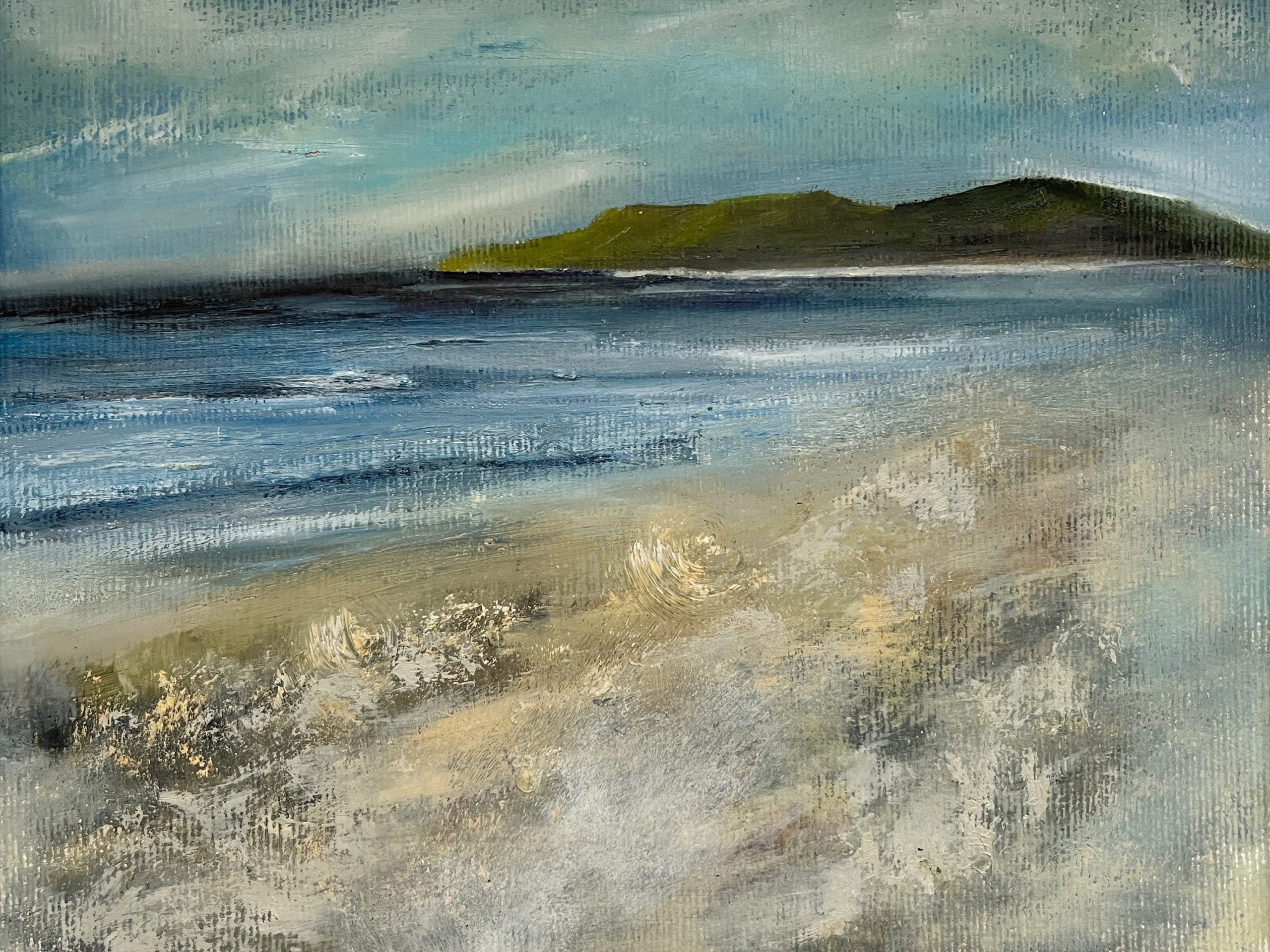 seascape painting oil on paper with mount painted on the Isles of Scilly