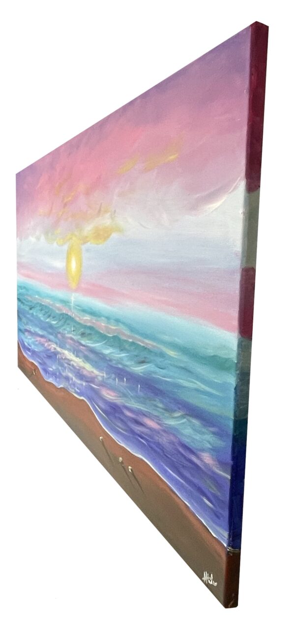 pink sunset painting by Lancashire artist AISHA HAIDER