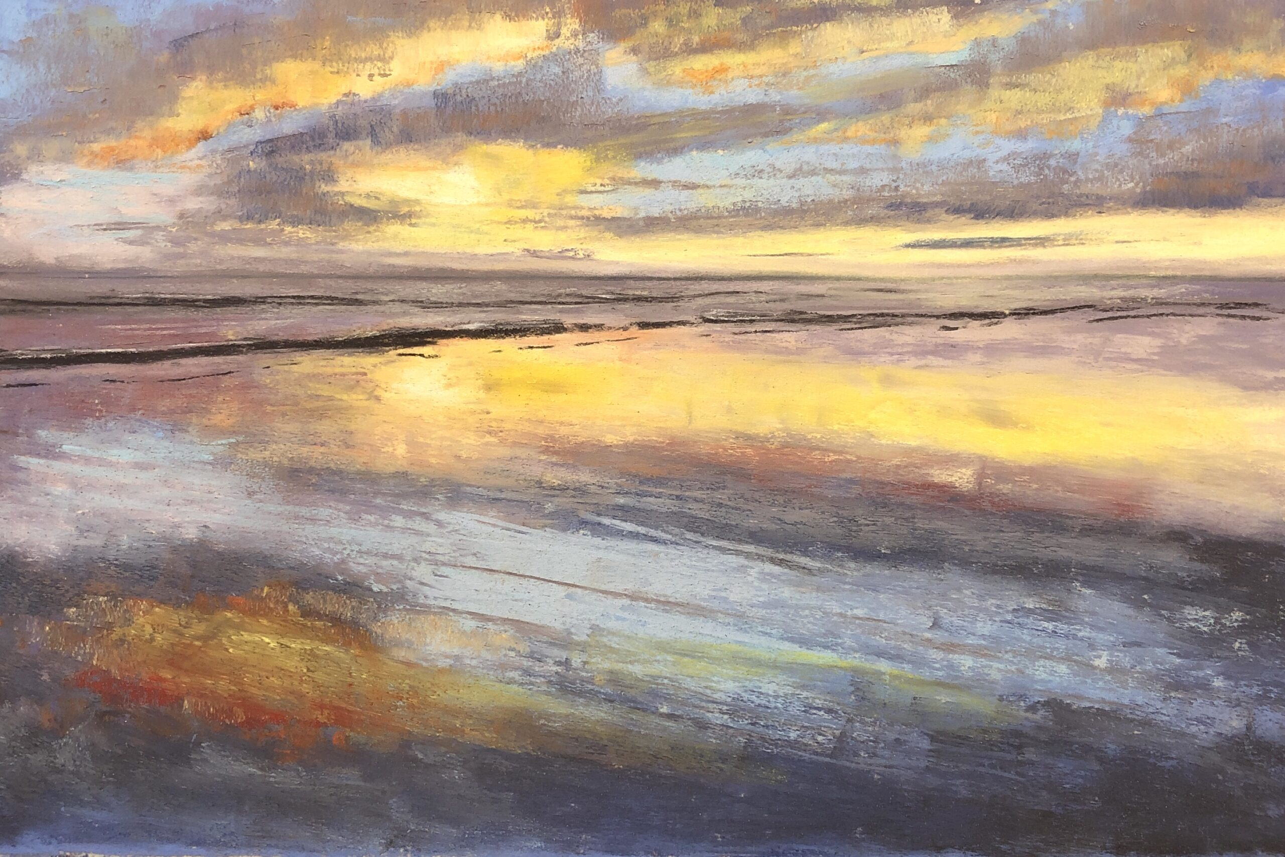 Low Tide Reflections painting by Lincolnshire artist Geraldine Segre