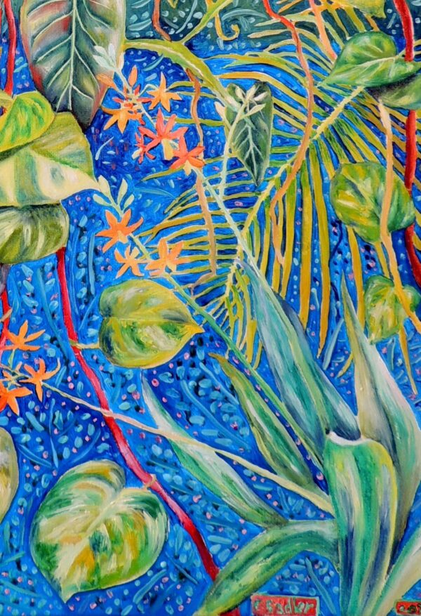 Tropical Jungle Oil Painting by British artist Elizabeth Sadler