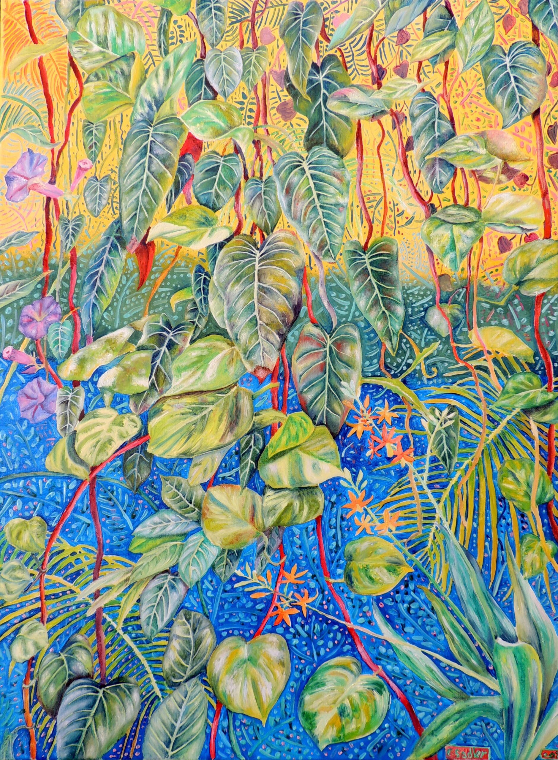Tropical Jungle Oil Painting by British artist Elizabeth Sadler