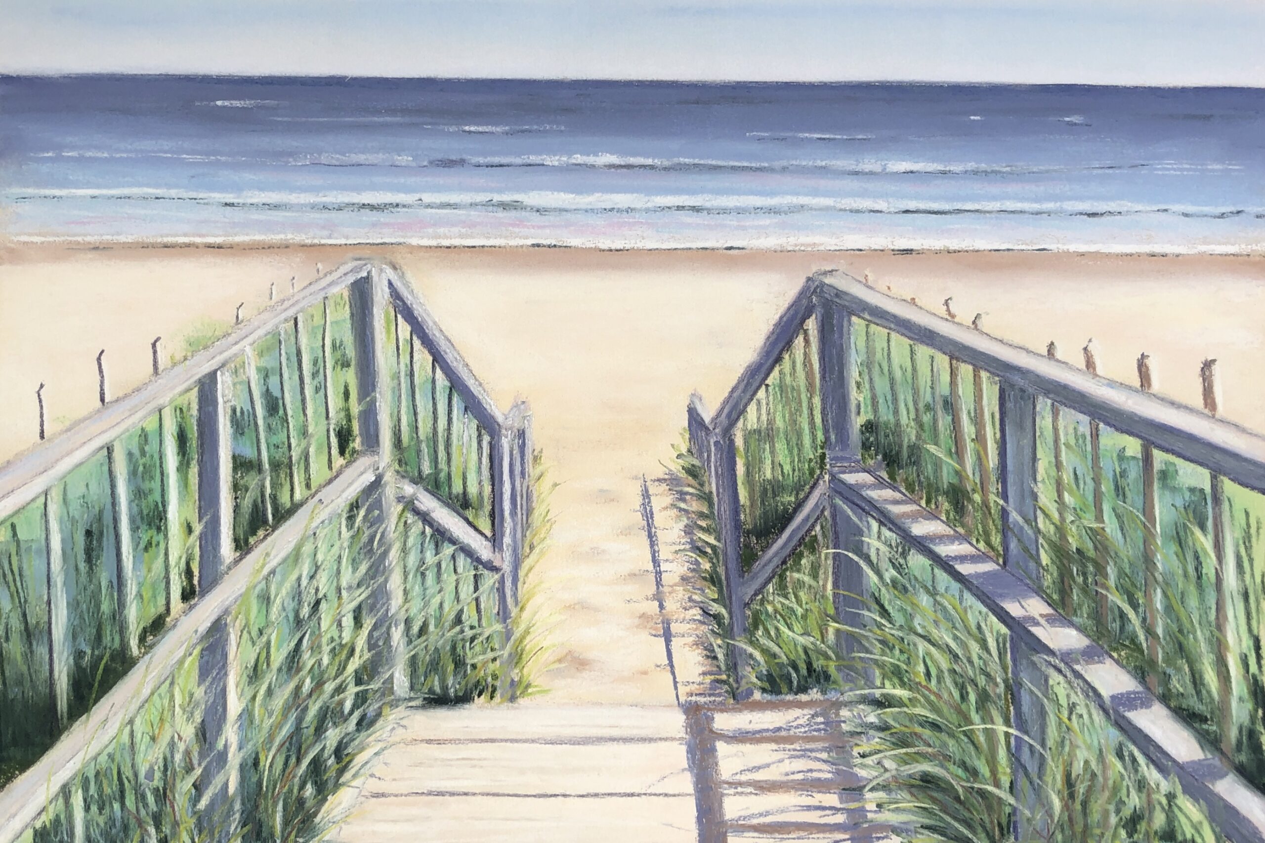 Down to the Beach painting by Lincolnshire artist Geraldine Segre