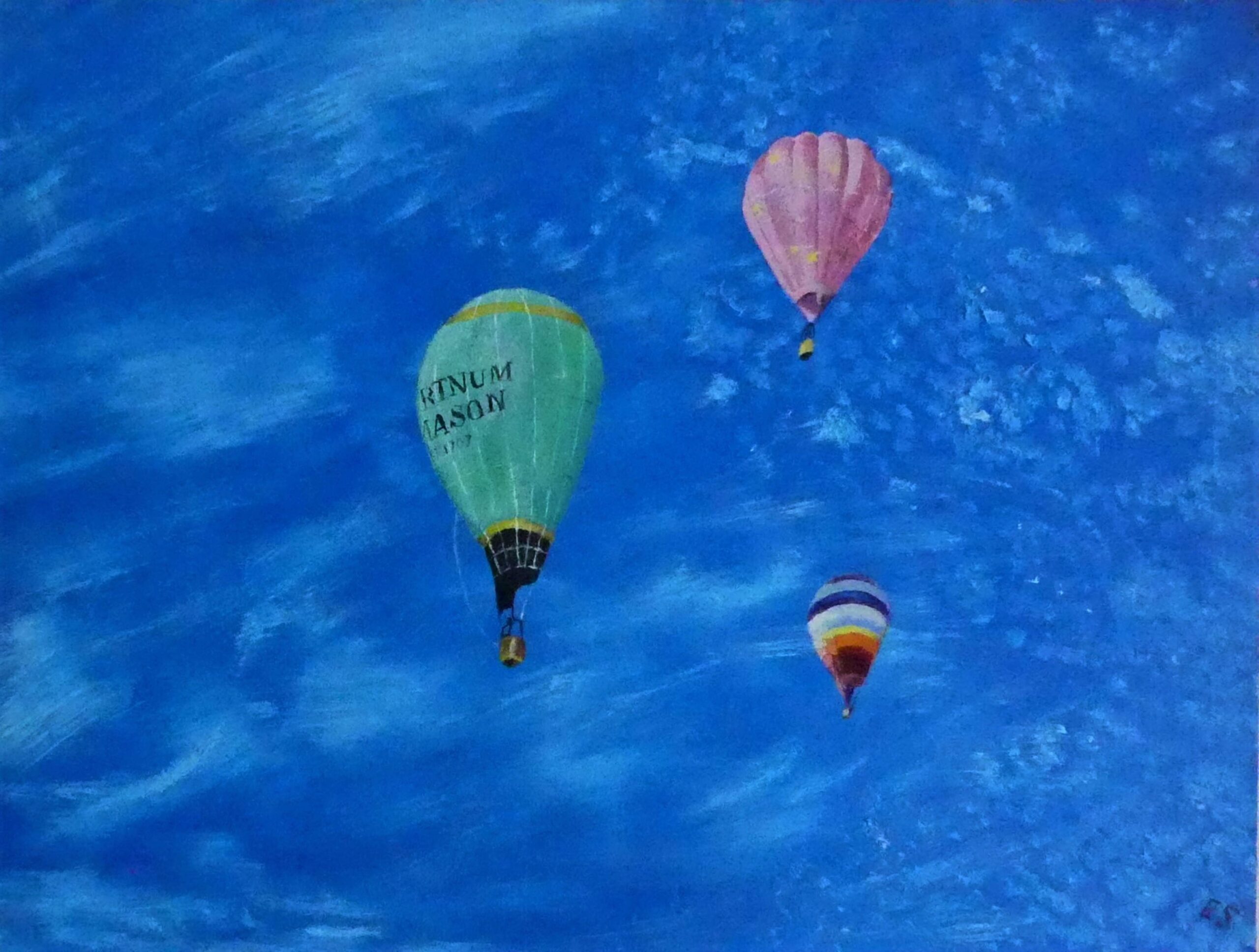 Summer Ballooning Oil Painting by UK Artist Elizabeth Sadler