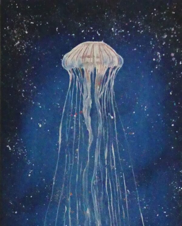 Compass Jellyfish Oil Painting by UK Artist Elizabeth Sadler