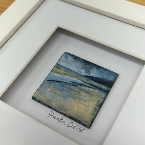 Frame detail of Beach Original Artwork inspired by the North Coast of Ireland by Frankie Creith.