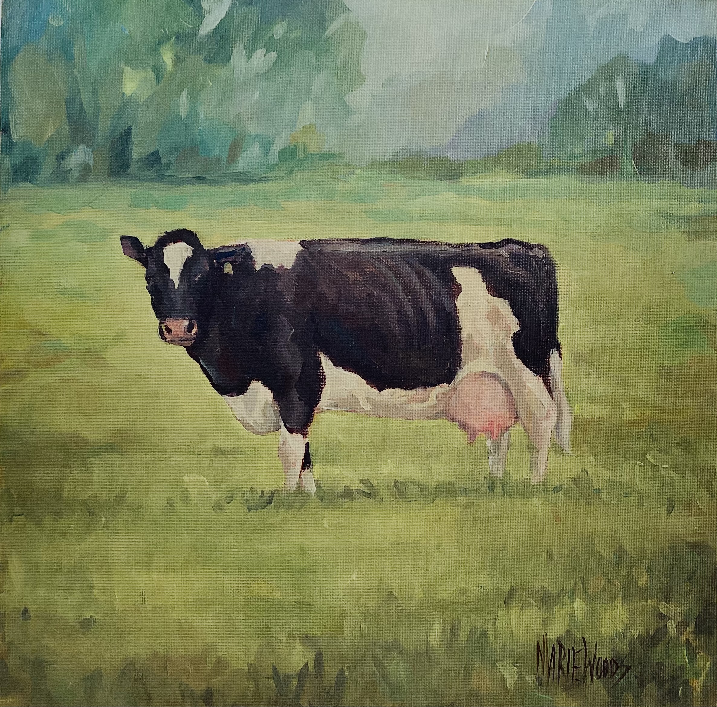 Outstanding in Her Field painting by Irish artist Marie Woods