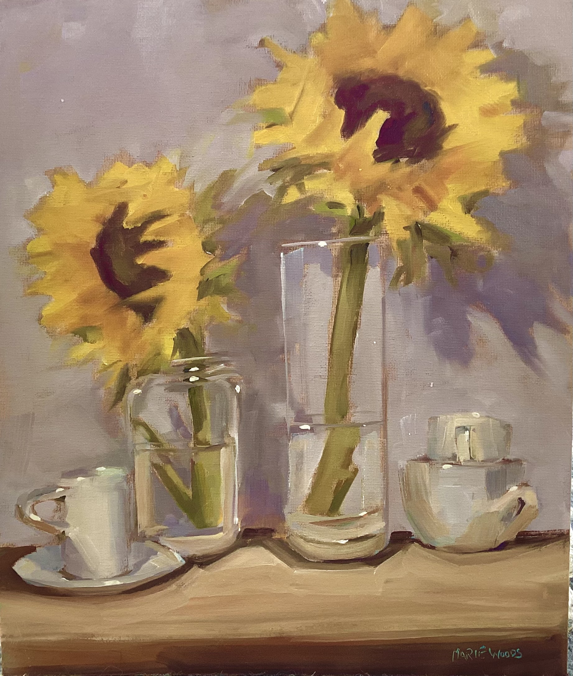 “Sunflowers, Sunny Side Up” Oil painting by Irish artist Marie Woods