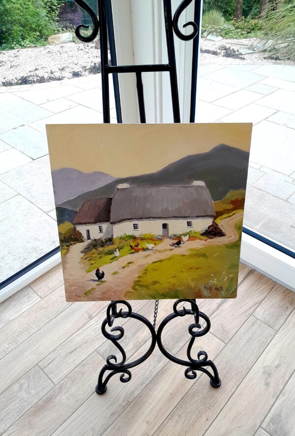 Original oil painting “Molly’s Cottage, Ireland. by Irish artist Marie Woods.