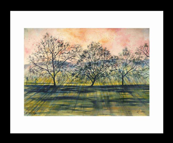 sunrise watercolour painting by british artist Elizabeth Sadler