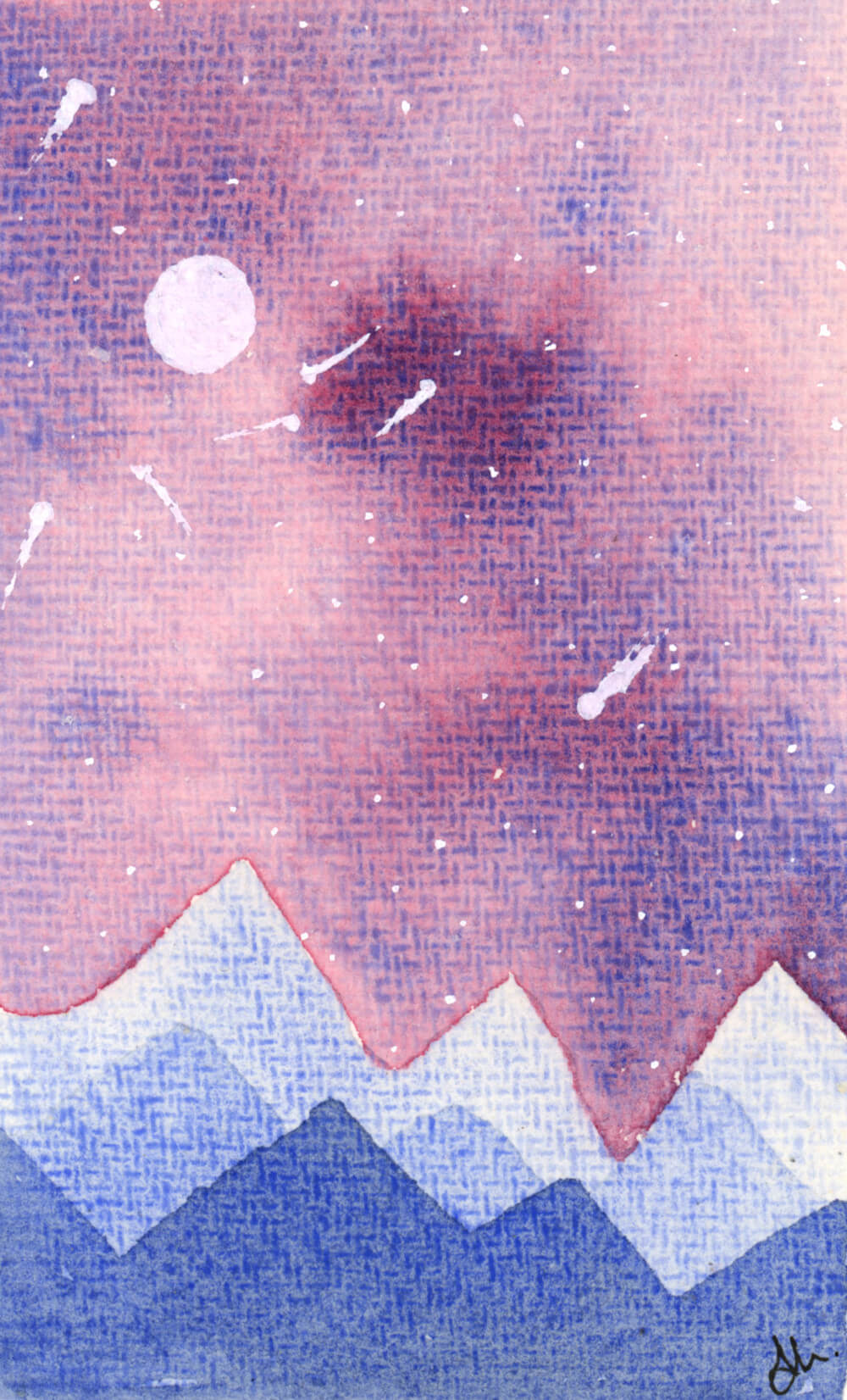 Stars and Mountains - Original Watercolour by Dannie Mac Art on Eco 100% Cotton Rag Recycled Acid-Free A6