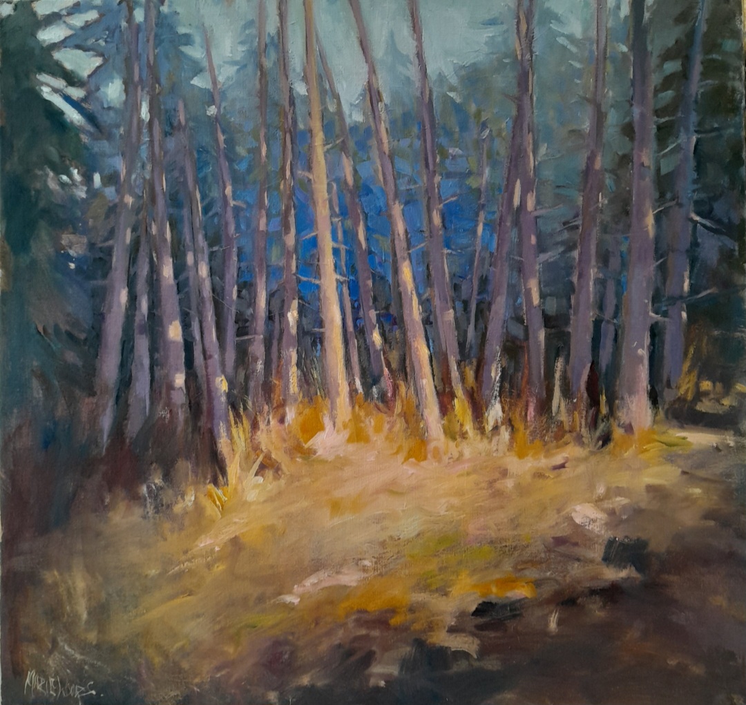 Ireland ,Pomeroy Forest Autumn Glow by Irish artist Marie Woods