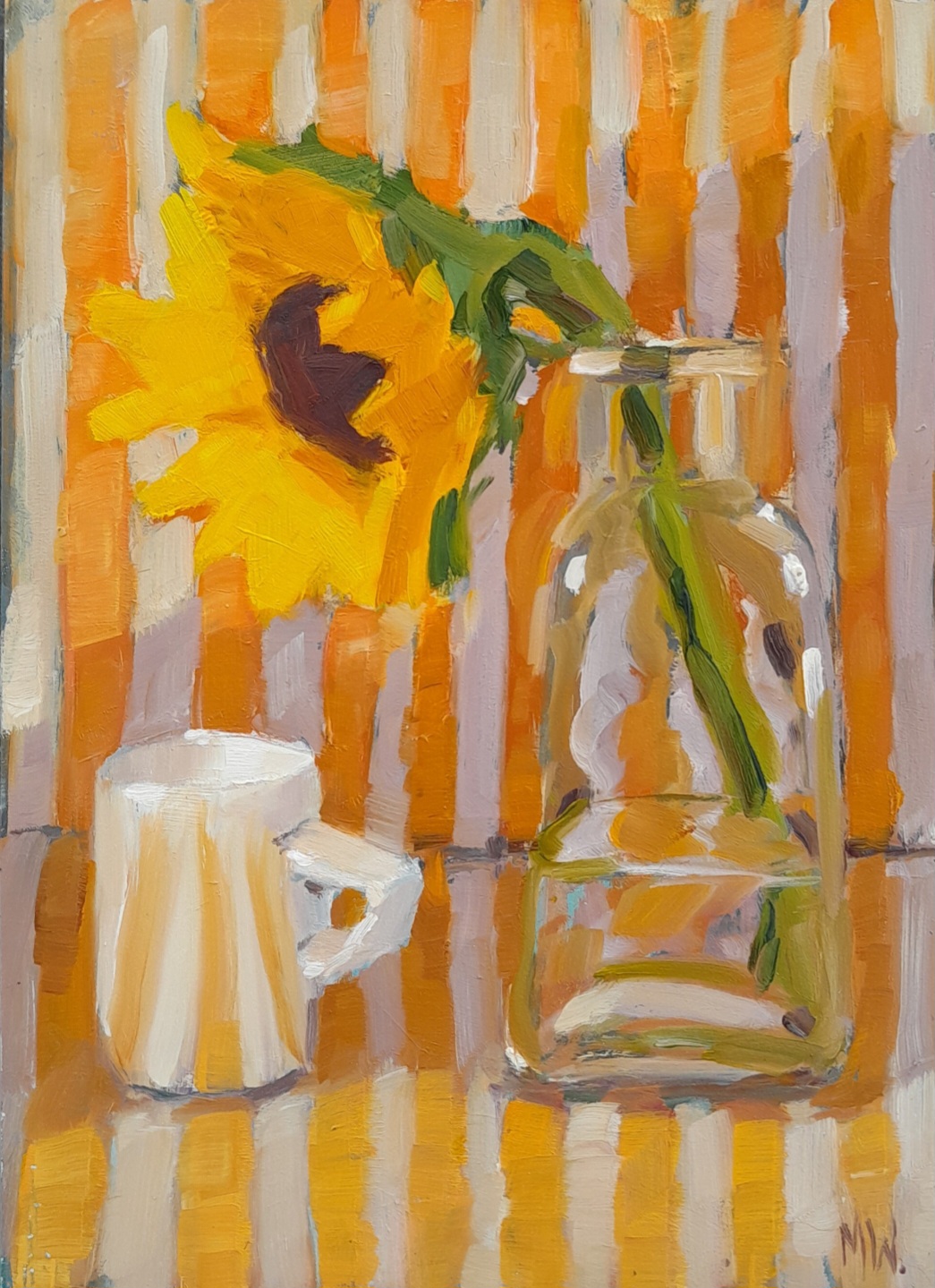 “Sunflower on Orange “ by Irish artist Marie woods