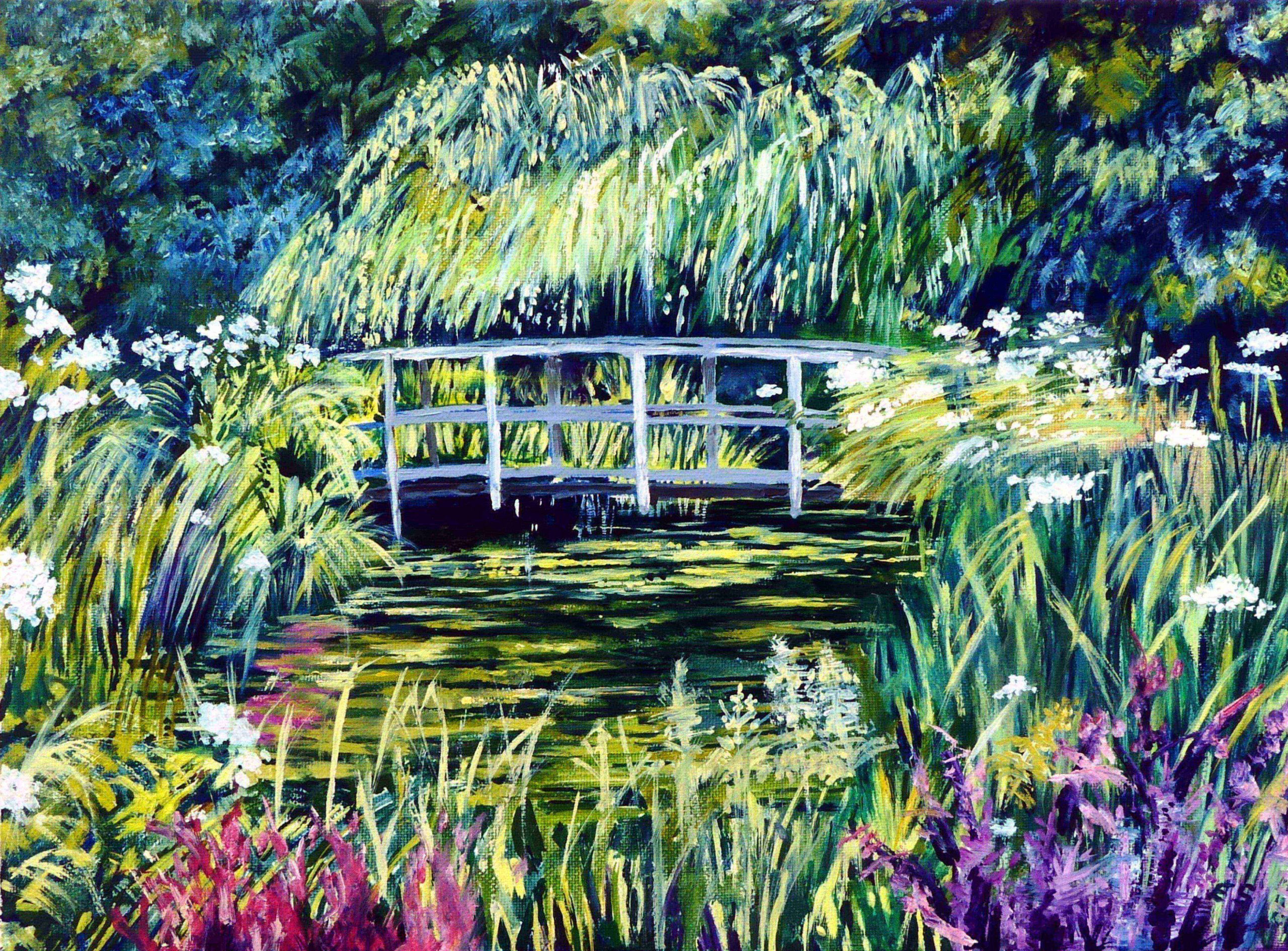 Garden landscape oil painting by British artist Elizabeth Sadler